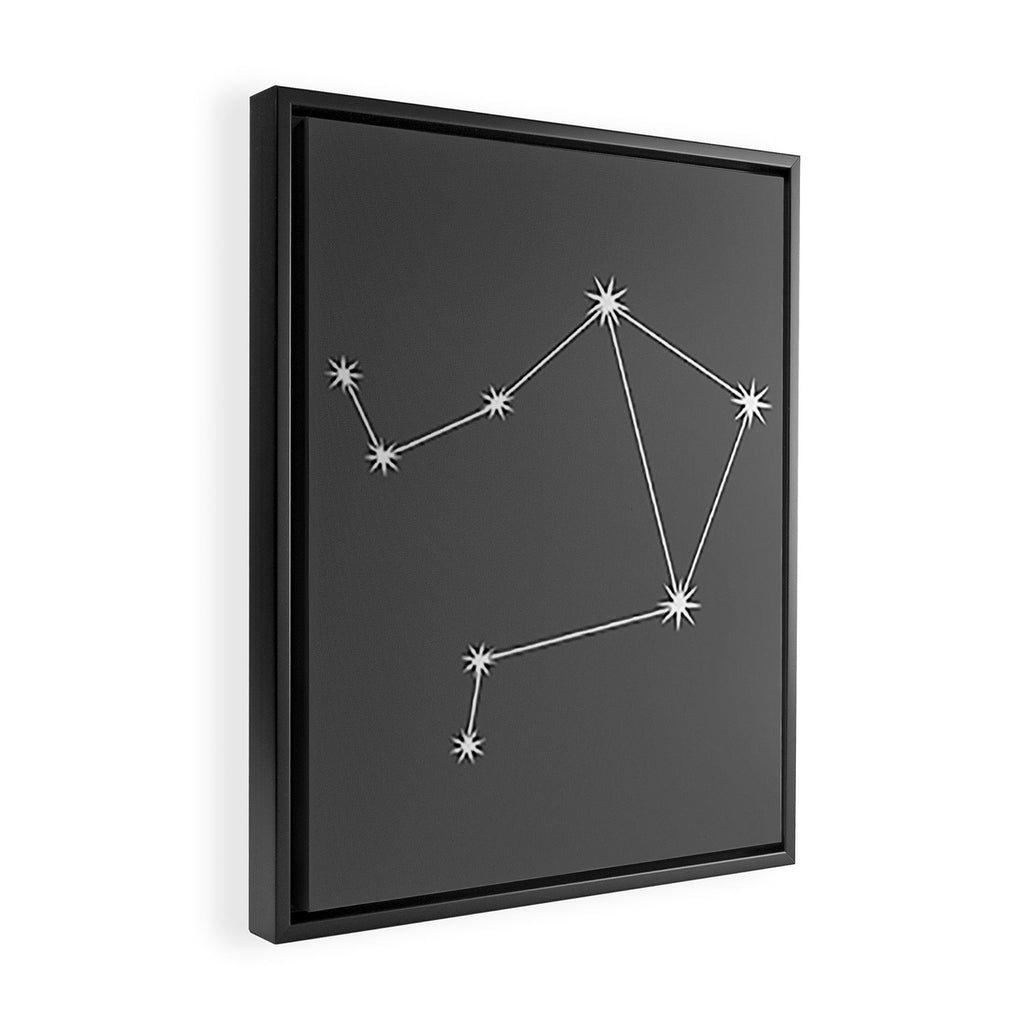 Libra Zodiac Star Constellation Line Art Grey Framed Canvas Print Gallery Image 2