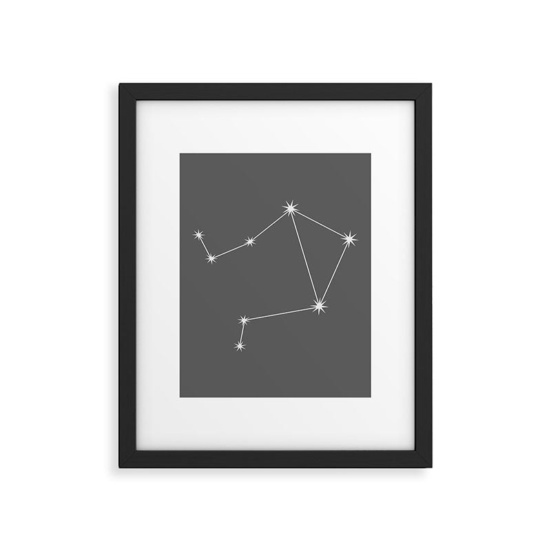 Libra Zodiac Star Constellation Line Art Grey Framed Art Print Gallery Image 6