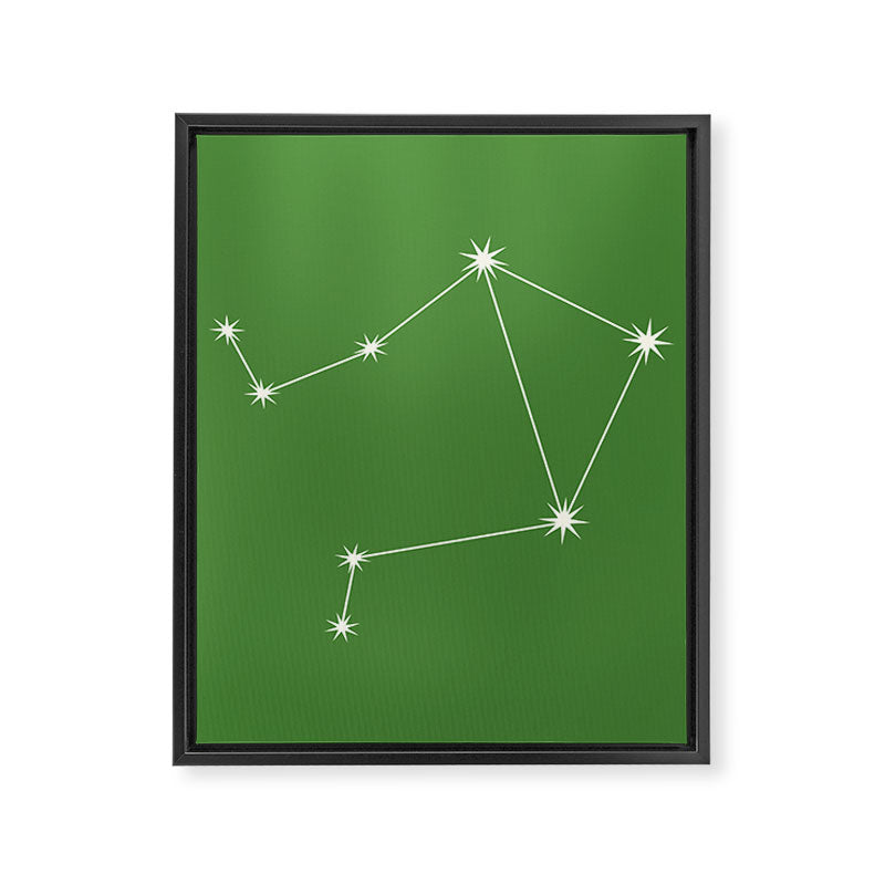 Libra Zodiac Star Constellation Line Art Kelly Green Framed Canvas Print Gallery Image 8
