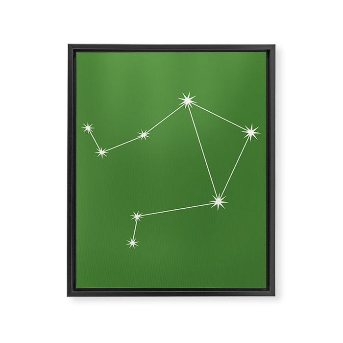 Libra Zodiac Star Constellation Line Art Kelly Green Framed Canvas Print Gallery Image 1