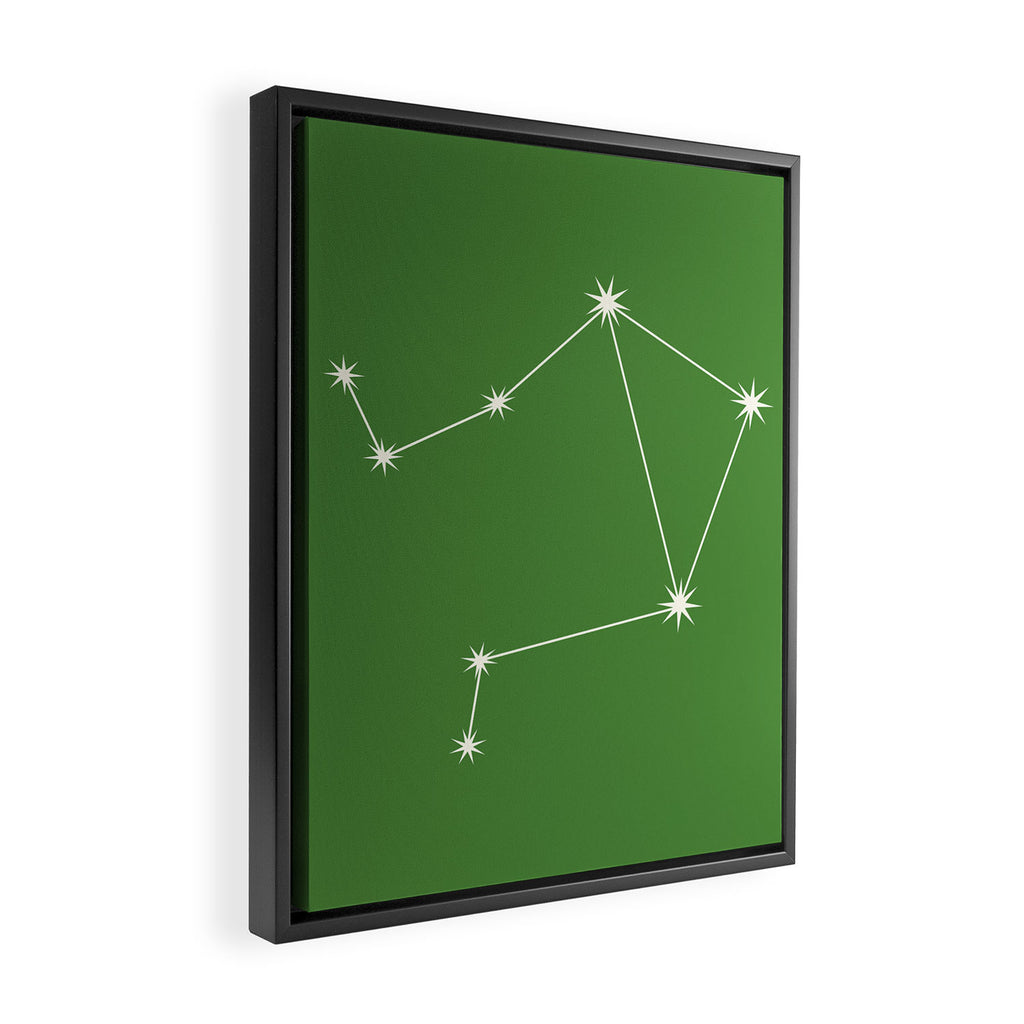 Libra Zodiac Star Constellation Line Art Kelly Green Framed Canvas Print Gallery Image 2