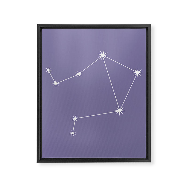 Libra Zodiac Star Constellation Line Art Lavender Purple Framed Canvas Print Gallery Image 8