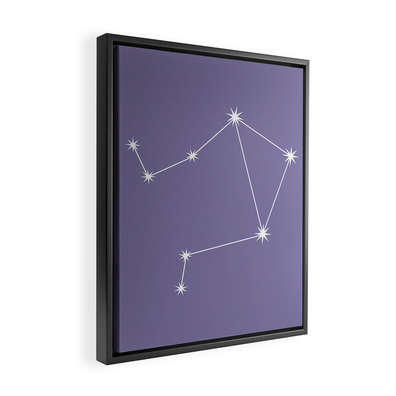 Libra Zodiac Star Constellation Line Art Lavender Purple Framed Canvas Print Gallery Image 2