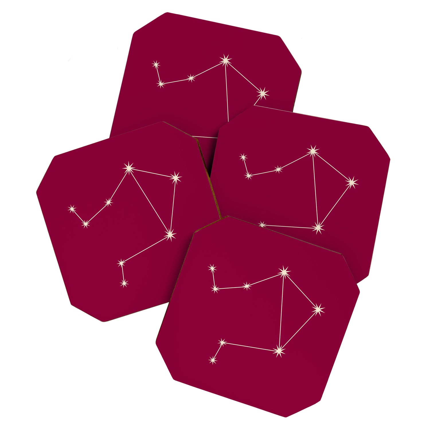 Libra Zodiac Star Constellation Line Art Magenta Pink Coaster Gallery Image 1