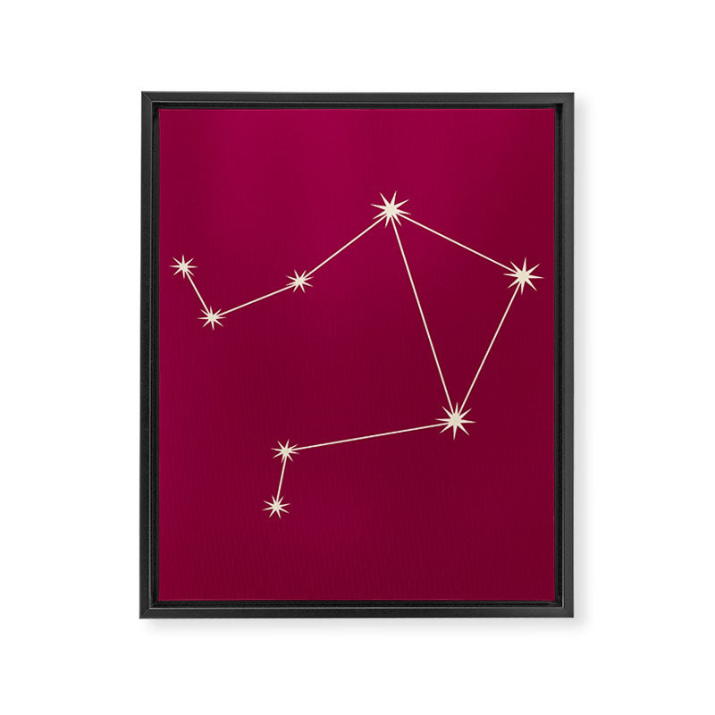 Libra Zodiac Star Constellation Line Art Magenta Pink Framed Canvas Print Gallery Image 8