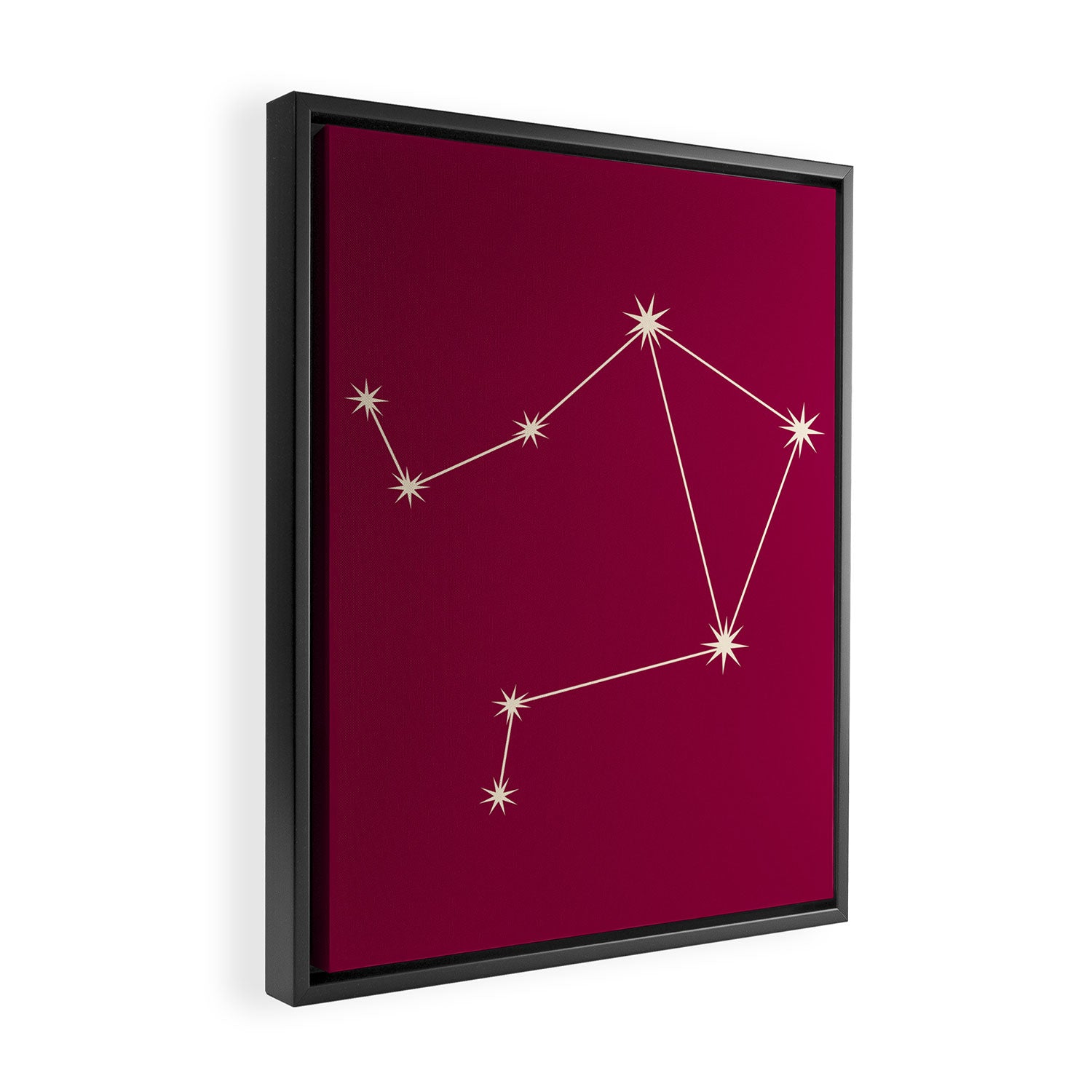 Libra Zodiac Star Constellation Line Art Magenta Pink Framed Canvas Print Gallery Image 2