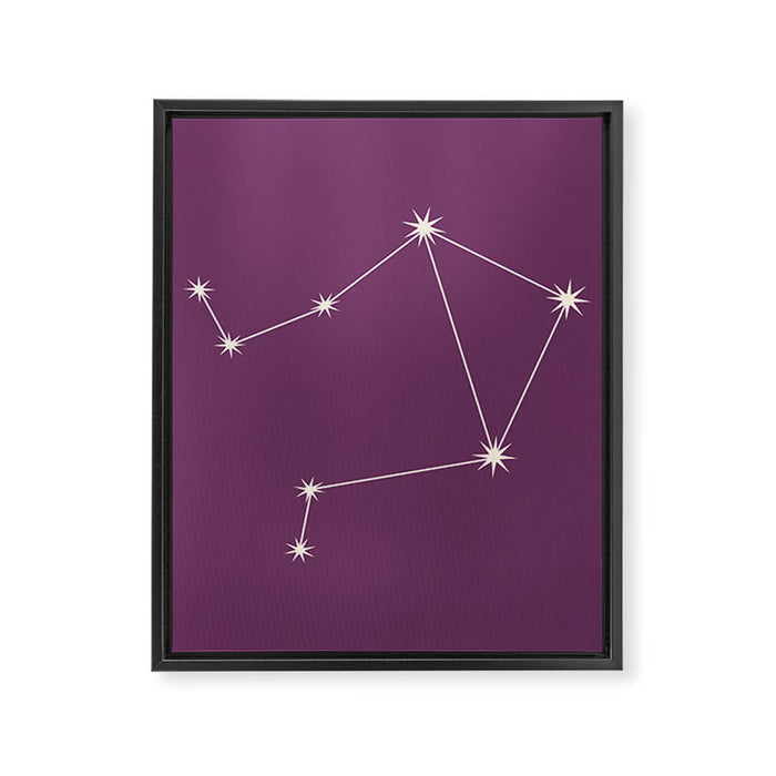 Libra Zodiac Star Constellation Line Art Mauve Purple Framed Canvas Print Gallery Image 1