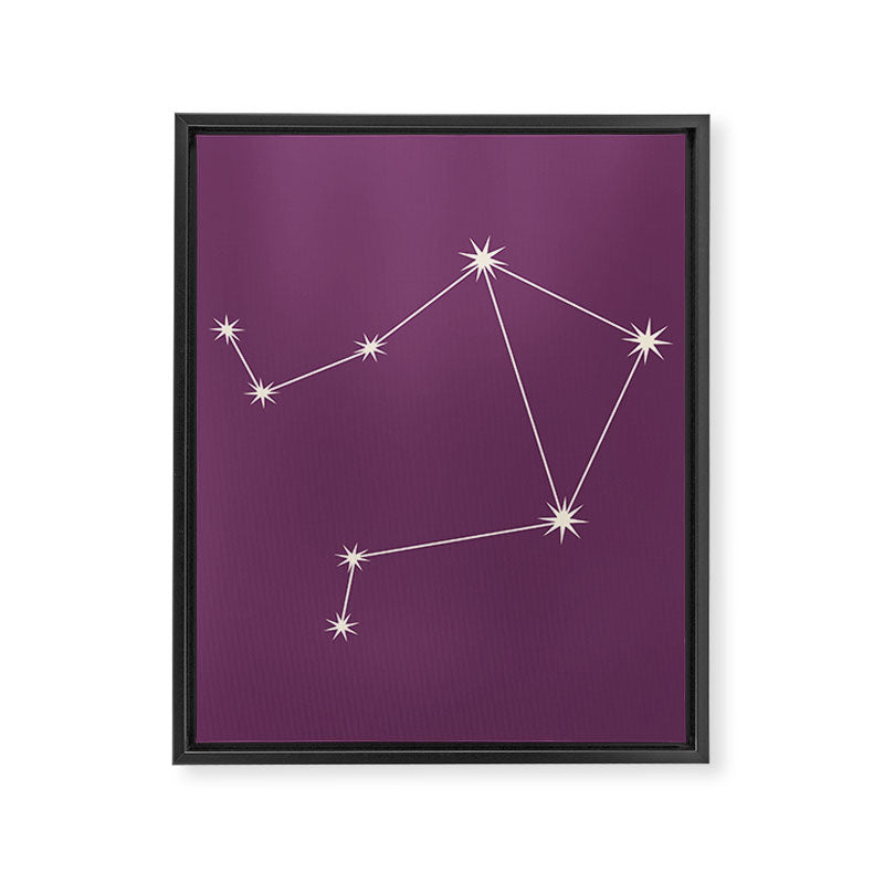Libra Zodiac Star Constellation Line Art Mauve Purple Framed Canvas Print Gallery Image 8