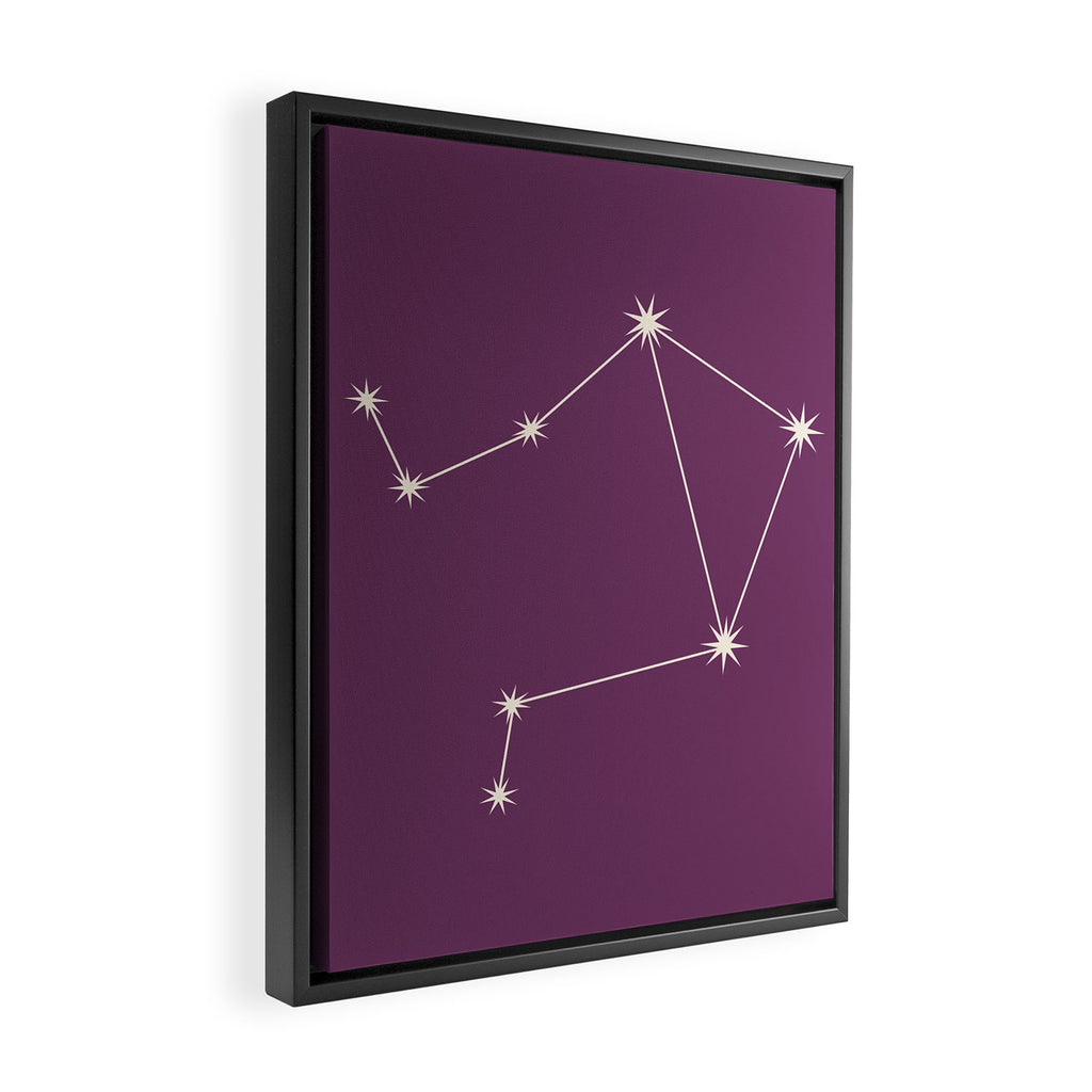 Libra Zodiac Star Constellation Line Art Mauve Purple Framed Canvas Print Gallery Image 2