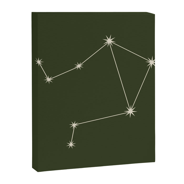 Libra Zodiac Star Constellation Line Art Moss Green Canvas Print Gallery Image 1
