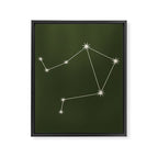 Libra Zodiac Star Constellation Line Art Moss Green Framed Canvas Print Gallery Image 8