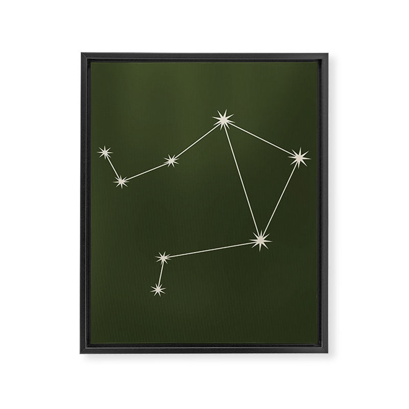 Libra Zodiac Star Constellation Line Art Moss Green Framed Canvas Print Gallery Image 8