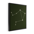 Libra Zodiac Star Constellation Line Art Moss Green Framed Canvas Print Gallery Image 2