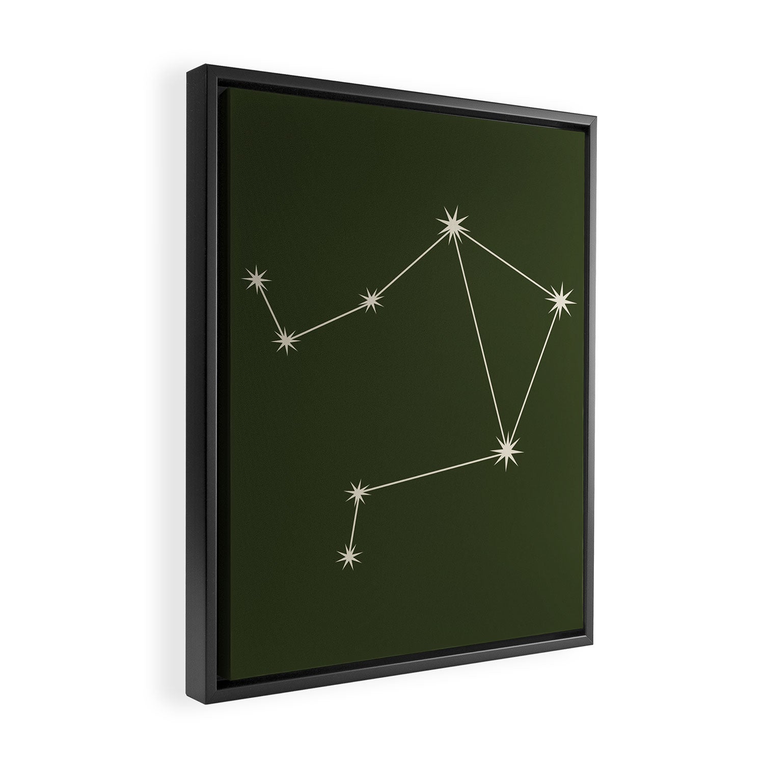Libra Zodiac Star Constellation Line Art Moss Green Framed Canvas Print Gallery Image 2