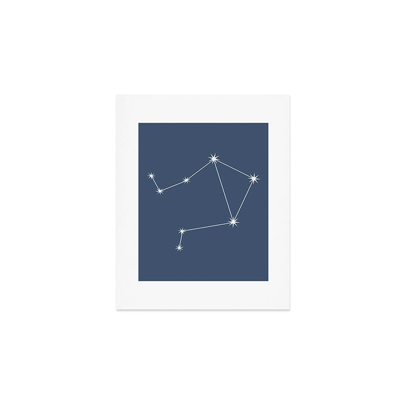 Libra Zodiac Star Constellation Line Art Neutral Blue Art Print Gallery Image 1