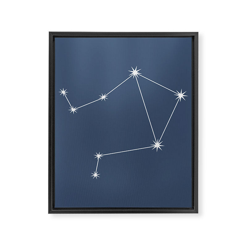 Libra Zodiac Star Constellation Line Art Neutral Blue Framed Canvas Print Gallery Image 8