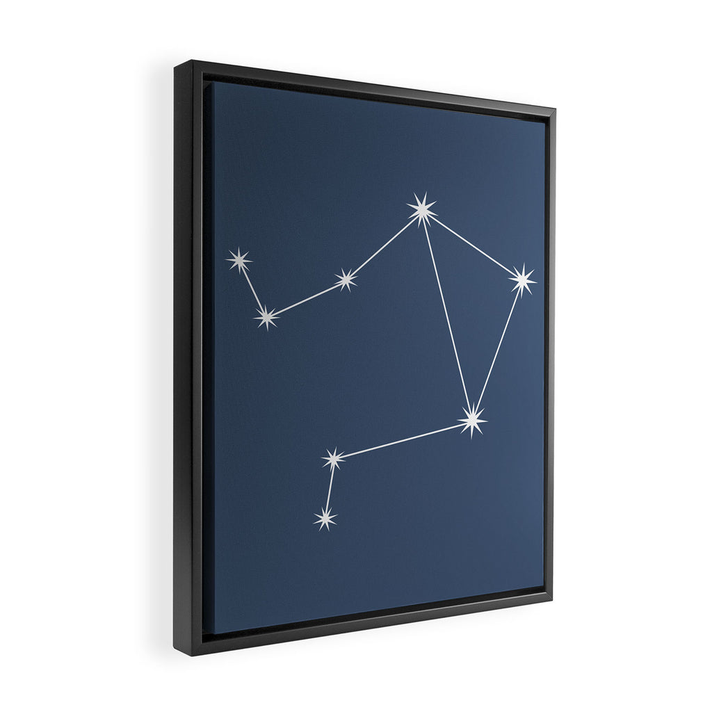 Libra Zodiac Star Constellation Line Art Neutral Blue Framed Canvas Print Gallery Image 2