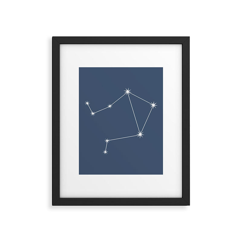 Libra Zodiac Star Constellation Line Art Neutral Blue Framed Art Print Gallery Image 6