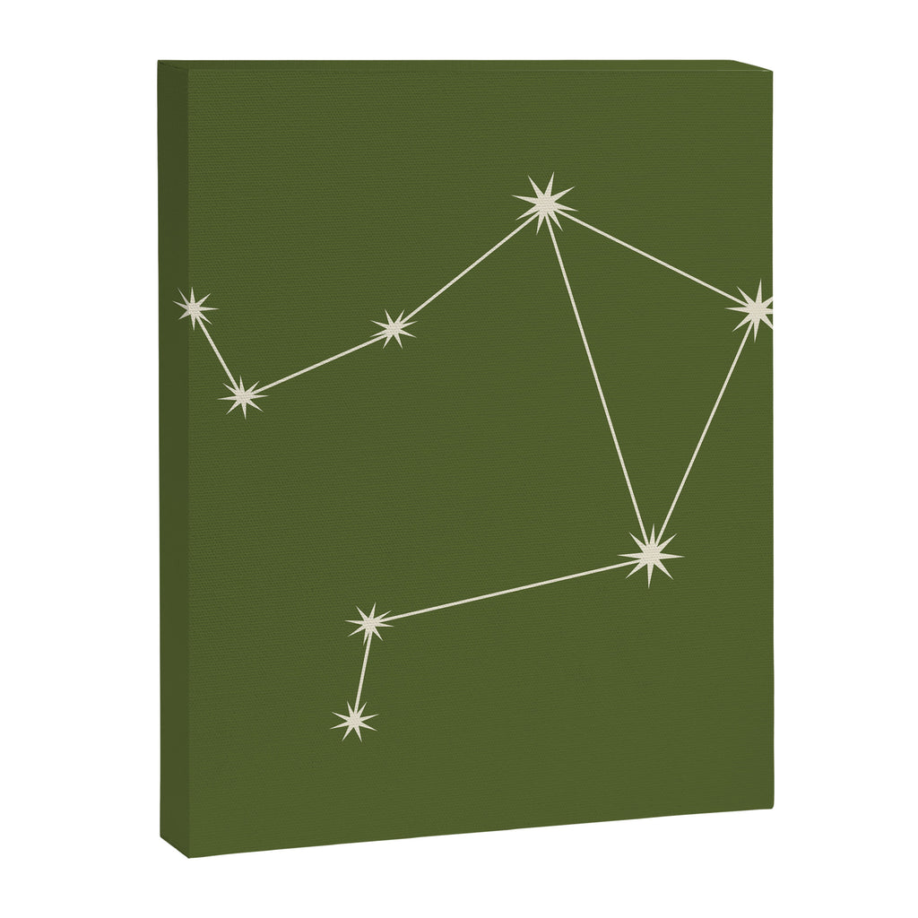 Libra Zodiac Star Constellation Line Art Olive Green Canvas Print Gallery Image 8