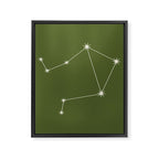 Libra Zodiac Star Constellation Line Art Olive Green Framed Canvas Print Gallery Image 8