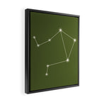 Libra Zodiac Star Constellation Line Art Olive Green Framed Canvas Print Gallery Image 2