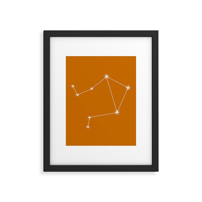 Libra Zodiac Star Constellation Line Art Orange Framed Art Print Gallery Image 6
