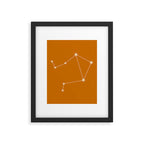 Libra Zodiac Star Constellation Line Art Orange Framed Art Print Gallery Image 6