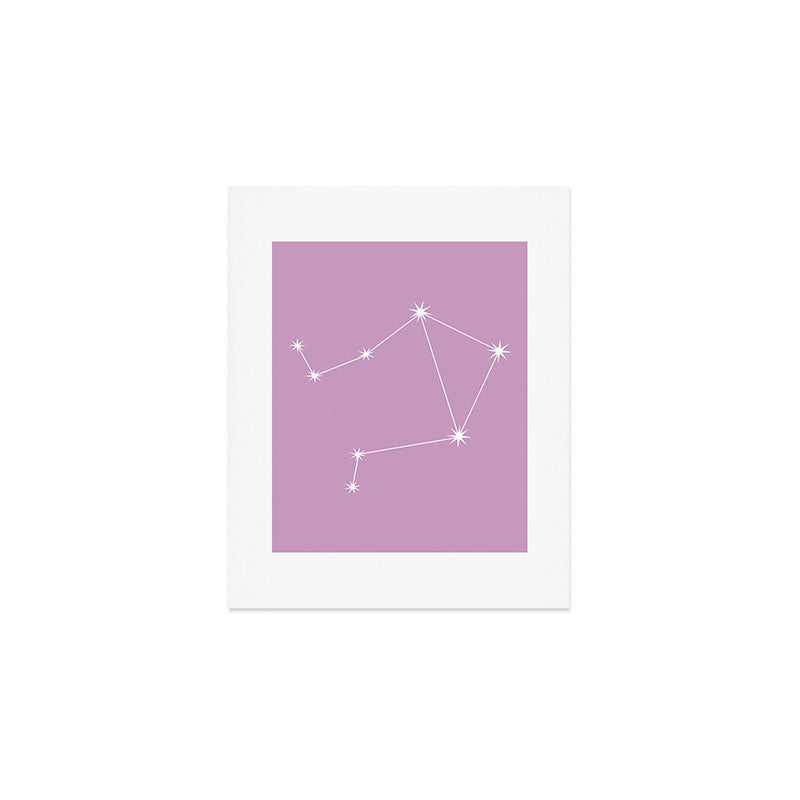 Libra Zodiac Star Constellation Line Art Pastel Lilac Art Print Gallery Image 1