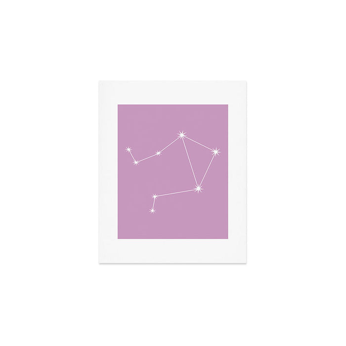 Libra Zodiac Star Constellation Line Art Pastel Lilac Art Print Gallery Image 1