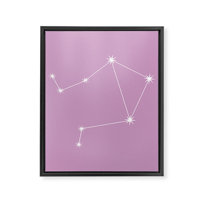 Libra Zodiac Star Constellation Line Art Pastel Lilac Framed Canvas Print Gallery Image 8
