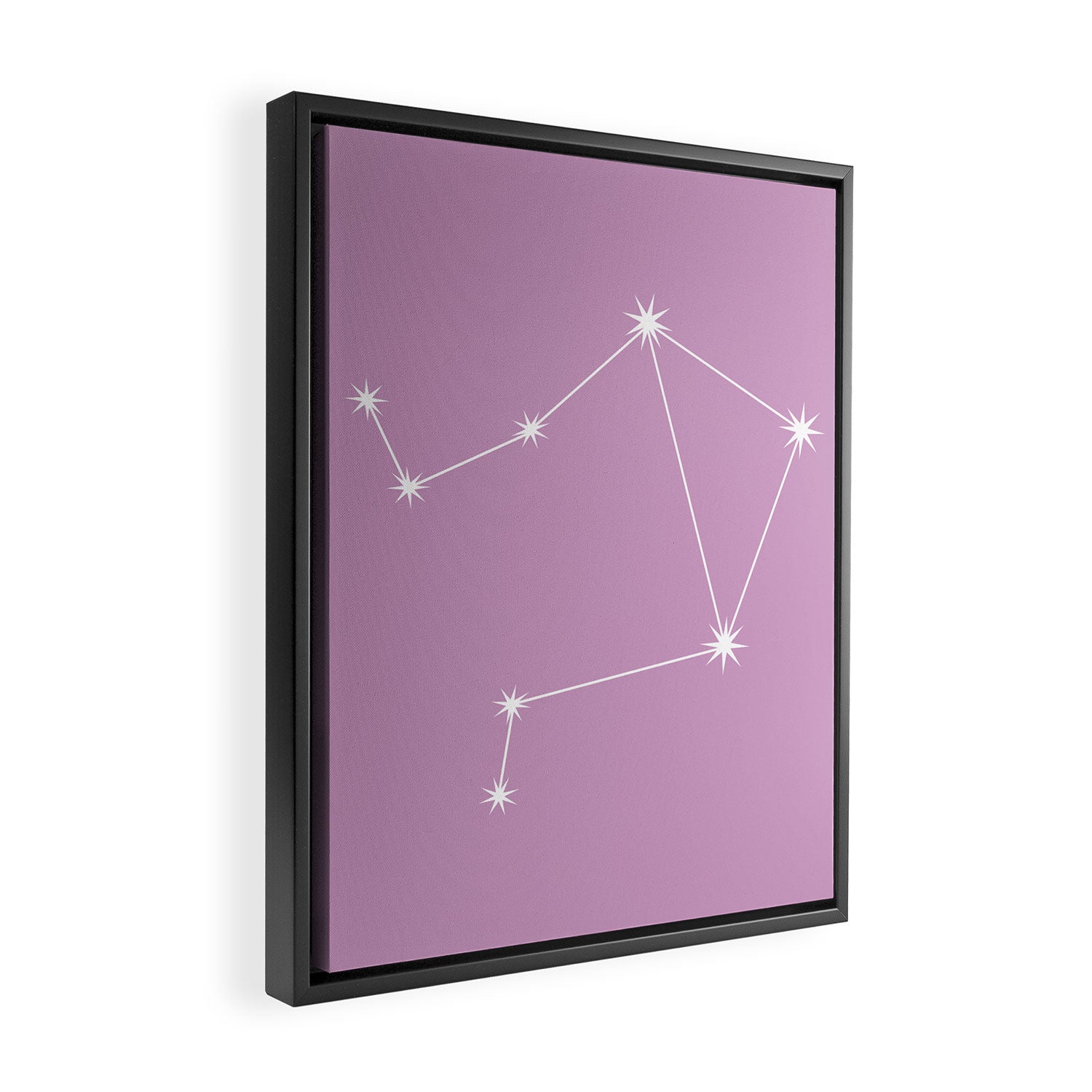 Libra Zodiac Star Constellation Line Art Pastel Lilac Framed Canvas Print Gallery Image 2