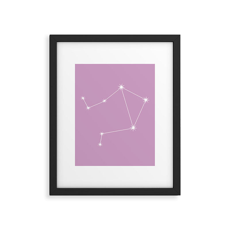 Libra Zodiac Star Constellation Line Art Pastel Lilac Framed Art Print Gallery Image 6