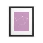 Libra Zodiac Star Constellation Line Art Pastel Lilac Framed Art Print Gallery Image 6