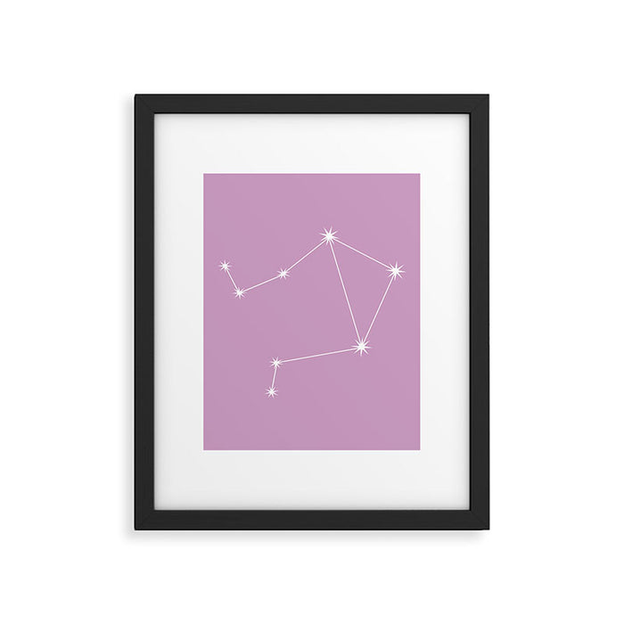 Libra Zodiac Star Constellation Line Art Pastel Lilac Framed Art Print Gallery Image 1