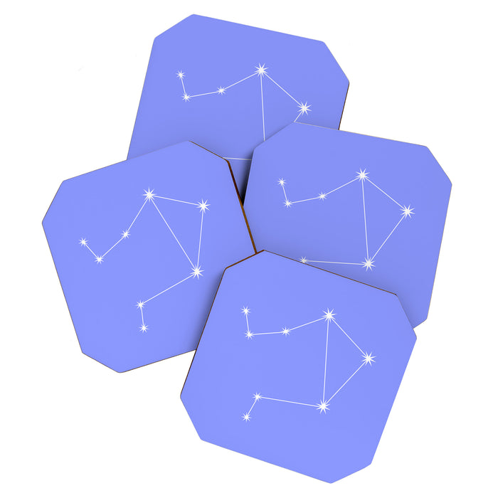 Libra Zodiac Star Constellation Line Art Pastel Purple Coaster Gallery Image 1