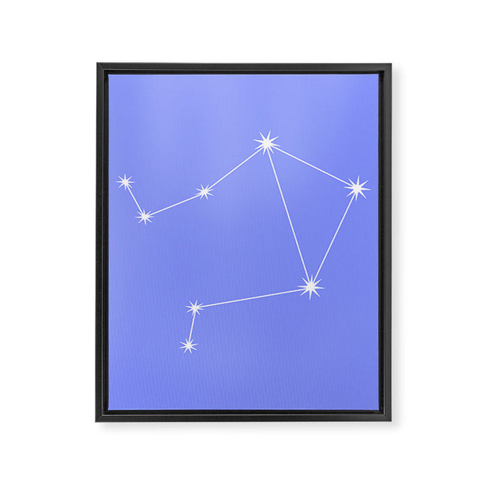 Libra Zodiac Star Constellation Line Art Pastel Purple Framed Canvas Print Gallery Image 1