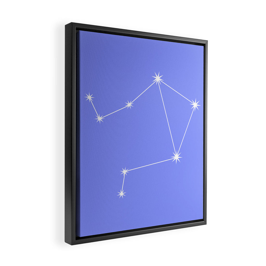 Libra Zodiac Star Constellation Line Art Pastel Purple Framed Canvas Print Gallery Image 2