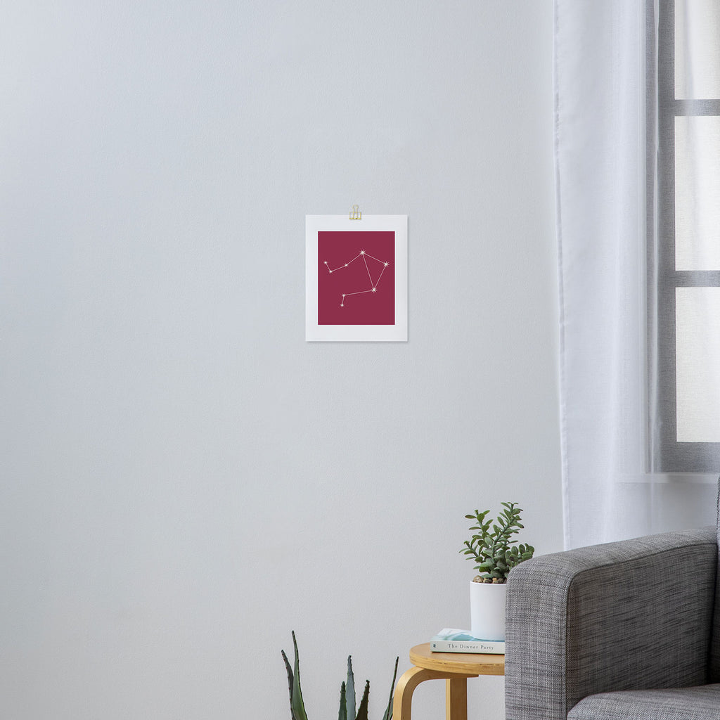 Libra Zodiac Star Constellation Line Art Pink Art Print Gallery Image 3