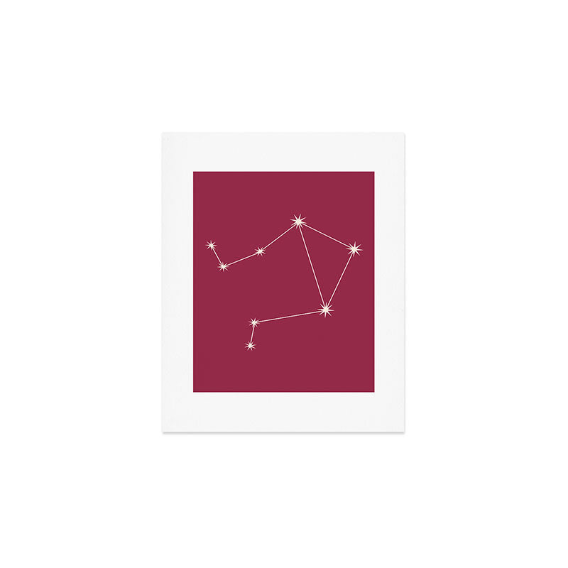 Libra Zodiac Star Constellation Line Art Pink Art Print Gallery Image 1