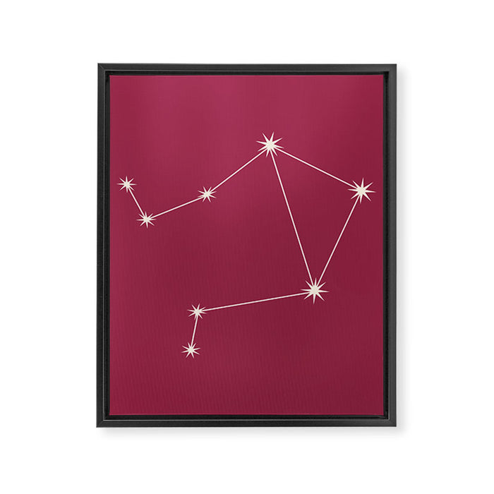 Libra Zodiac Star Constellation Line Art Pink Framed Canvas Print Gallery Image 1