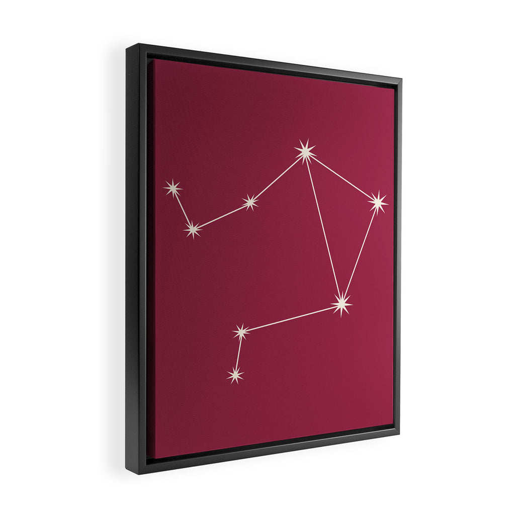 Libra Zodiac Star Constellation Line Art Pink Framed Canvas Print Gallery Image 2
