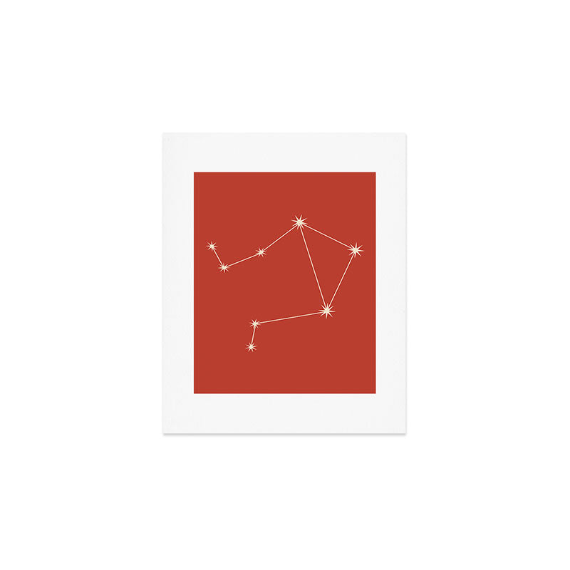 Libra Zodiac Star Constellation Line Art Red Art Print Gallery Image 1
