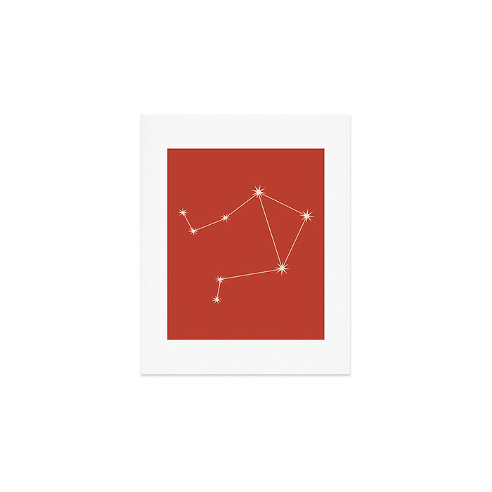 Libra Zodiac Star Constellation Line Art Red Art Print Gallery Image 1