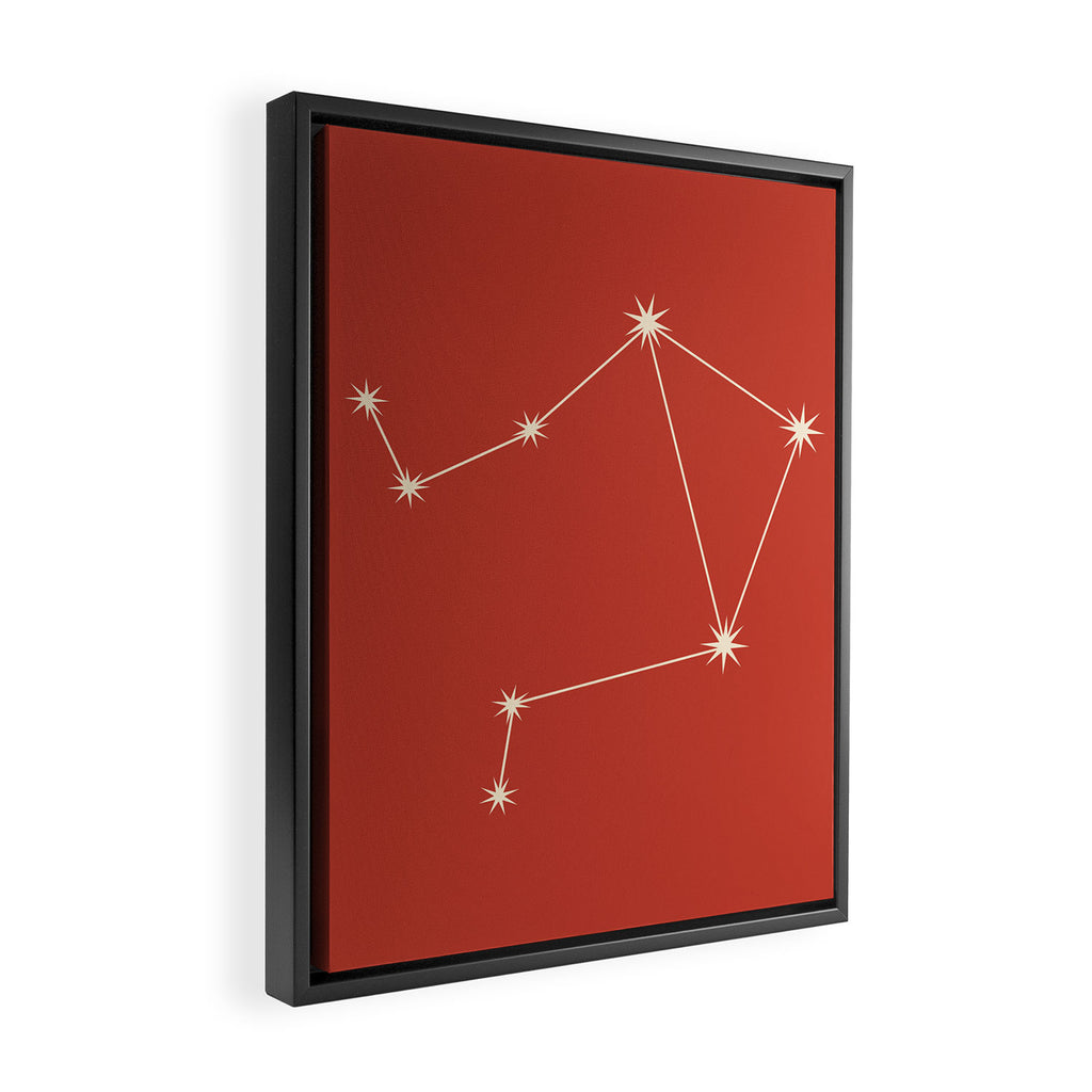 Libra Zodiac Star Constellation Line Art Red Framed Canvas Print Gallery Image 2