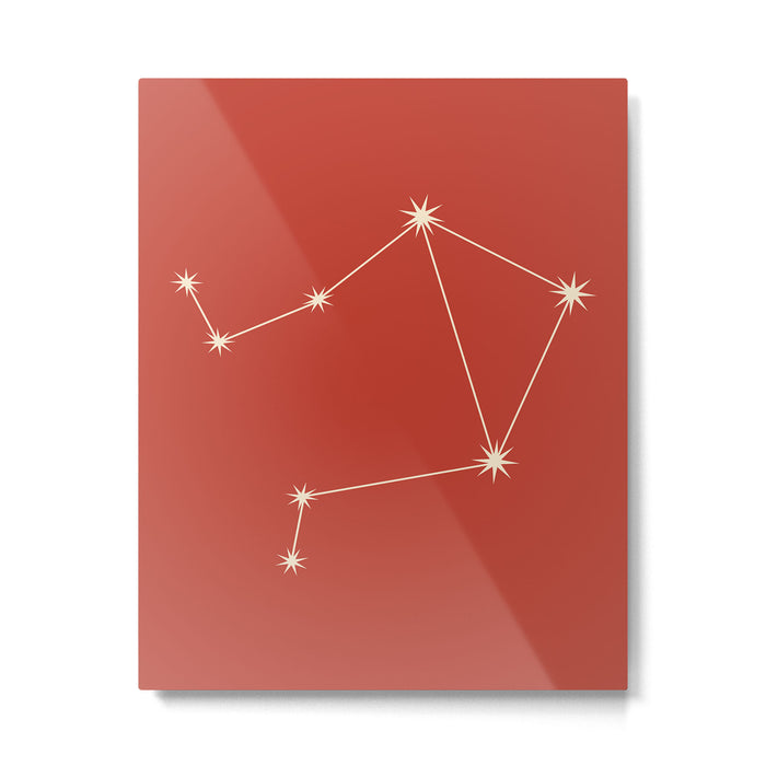 Libra Zodiac Star Constellation Line Art Red Metal Print Gallery Image 1