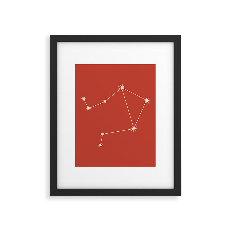 Libra Zodiac Star Constellation Line Art Red Framed Art Print Gallery Image 6