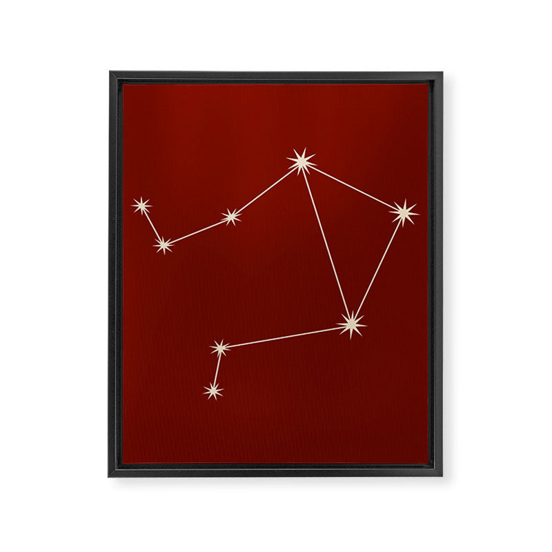 Libra Zodiac Star Constellation Line Art Ruby Red Framed Canvas Print Gallery Image 8