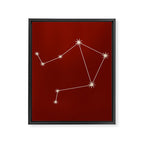 Libra Zodiac Star Constellation Line Art Ruby Red Framed Canvas Print Gallery Image 8