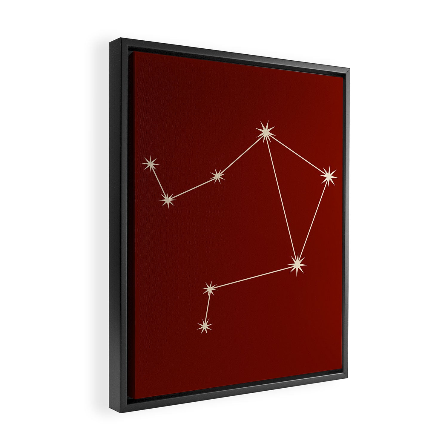 Libra Zodiac Star Constellation Line Art Ruby Red Framed Canvas Print Gallery Image 2