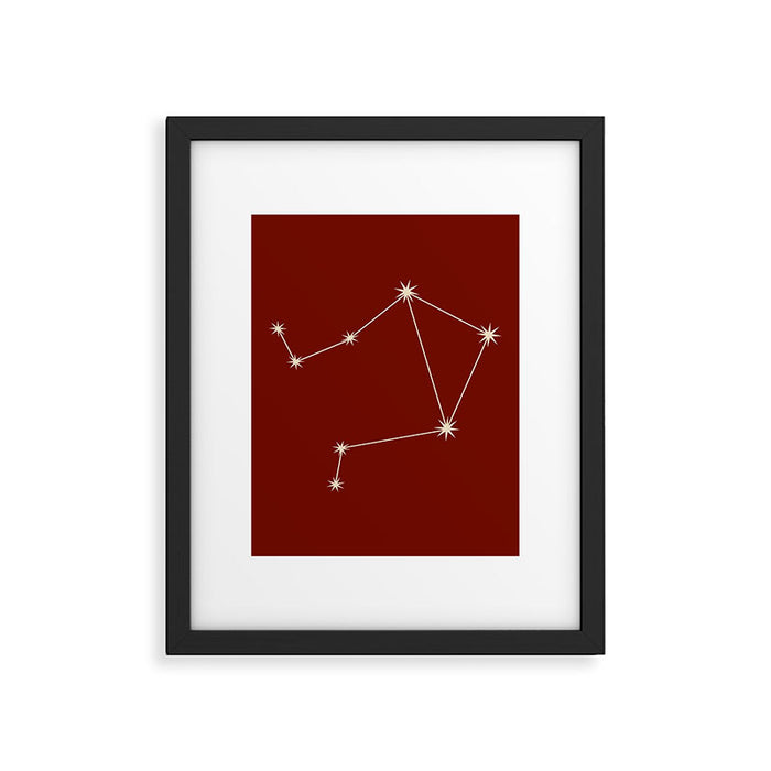 Libra Zodiac Star Constellation Line Art Ruby Red Framed Art Print Gallery Image 1